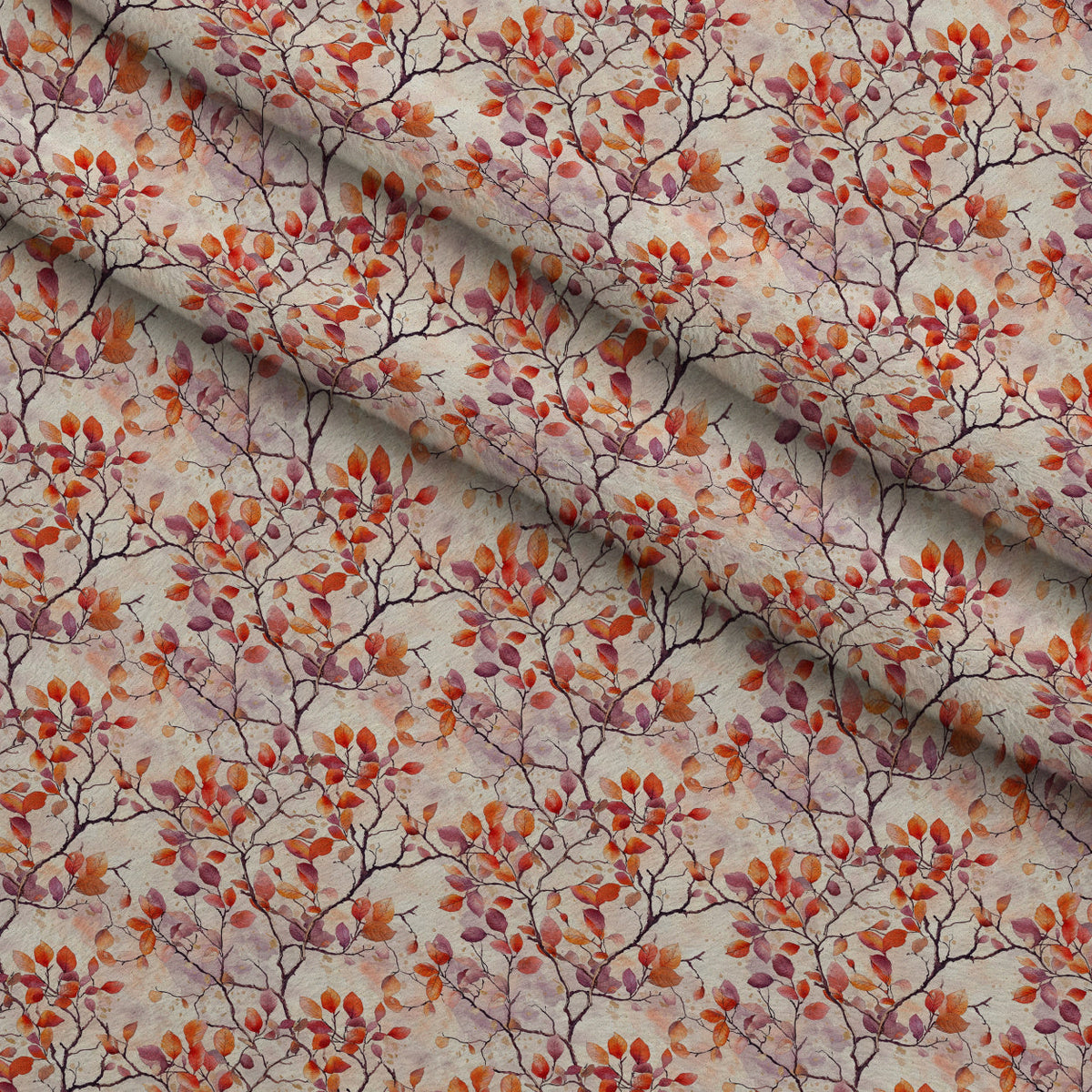 Plum Songbird Pattern 4 Fleece Fabric — fleece fabric folded close-up preview (mv-fleece-v1:lying)