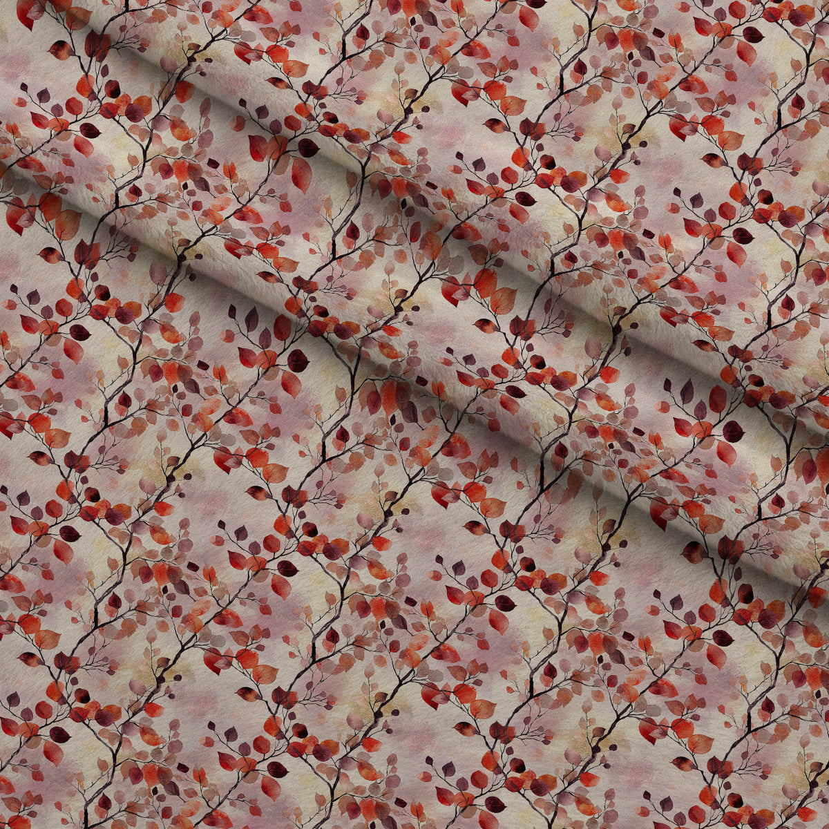 Plum Songbird Pattern 7 Fleece Fabric — fleece fabric folded close-up preview (mv-fleece-v1:lying)