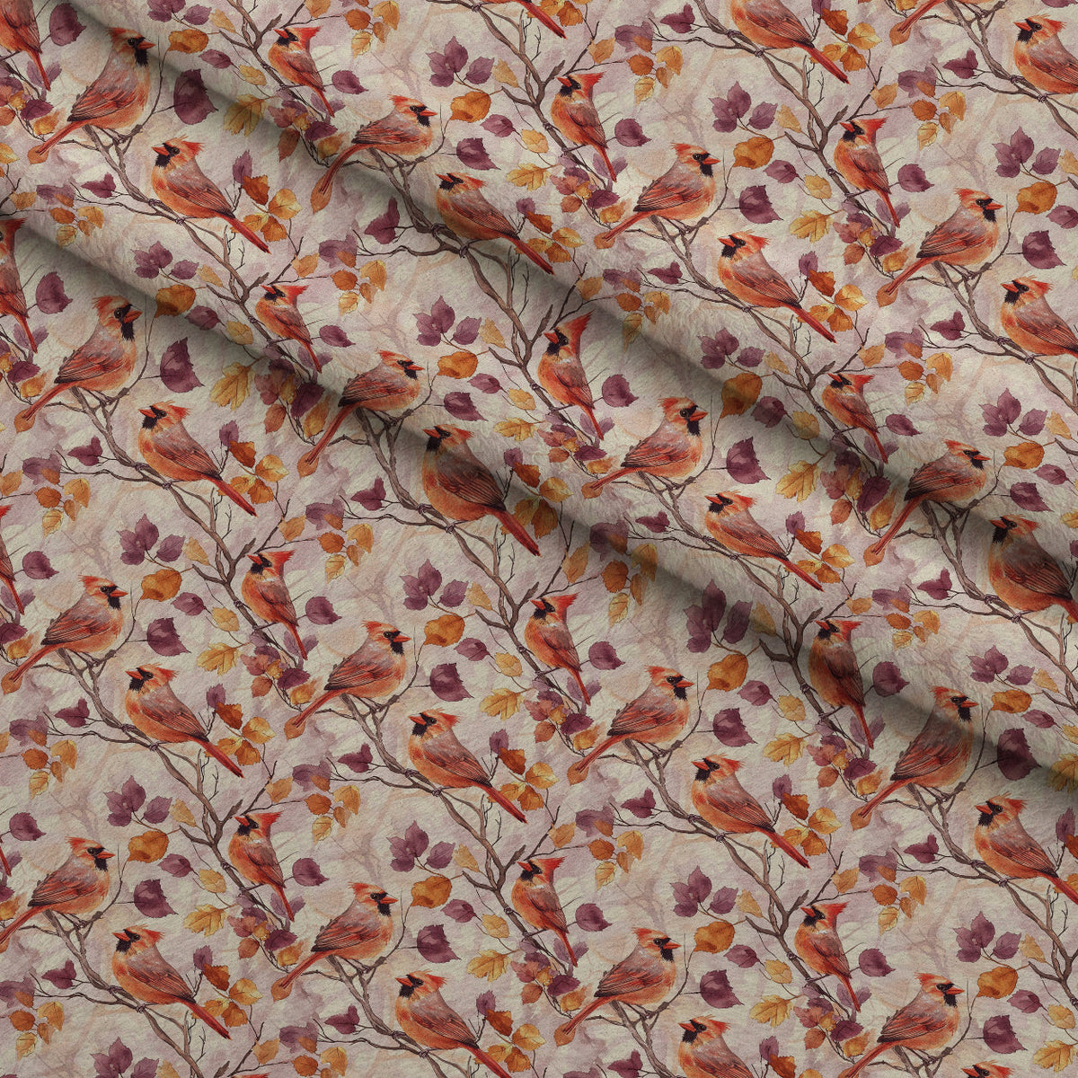Plum Songbird Pattern 8 Fleece Fabric — fleece fabric folded close-up preview (mv-fleece-v1:lying)