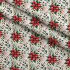 Poinsettia Pines Pattern 1 Fleece Fabric — fleece fabric folded close-up preview (mv-fleece-v1:lying)