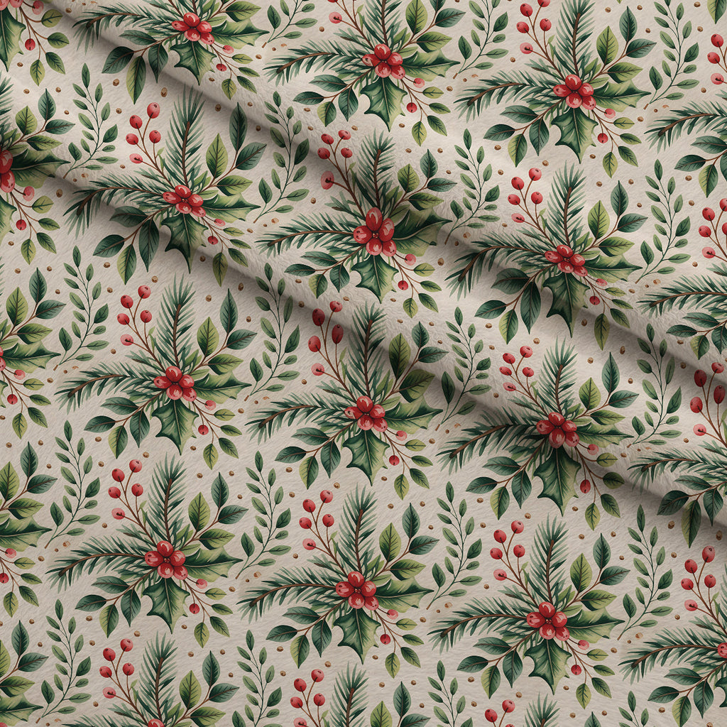 Poinsettia Pines Pattern 11 Fleece Fabric — fleece fabric folded close-up preview (mv-fleece-v1:lying)