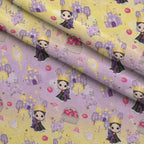 Poison Apple Princess Pattern 1 Fleece Fabric — fleece fabric folded close-up preview (mv-fleece-v1:lying)