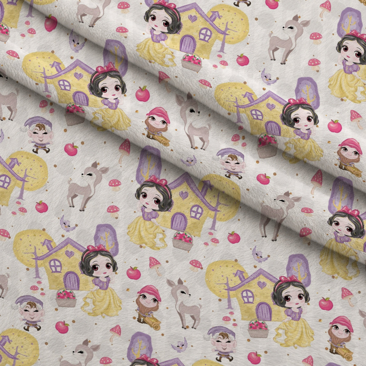 Poison Apple Princess Pattern 11 Fleece Fabric — fleece fabric folded close-up preview (mv-fleece-v1:lying)