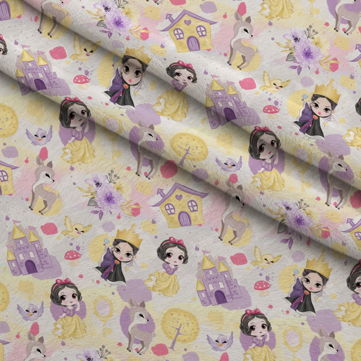 Poison Apple Princess Pattern 4 Fleece Fabric — fleece fabric folded close-up preview (mv-fleece-v1:lying)