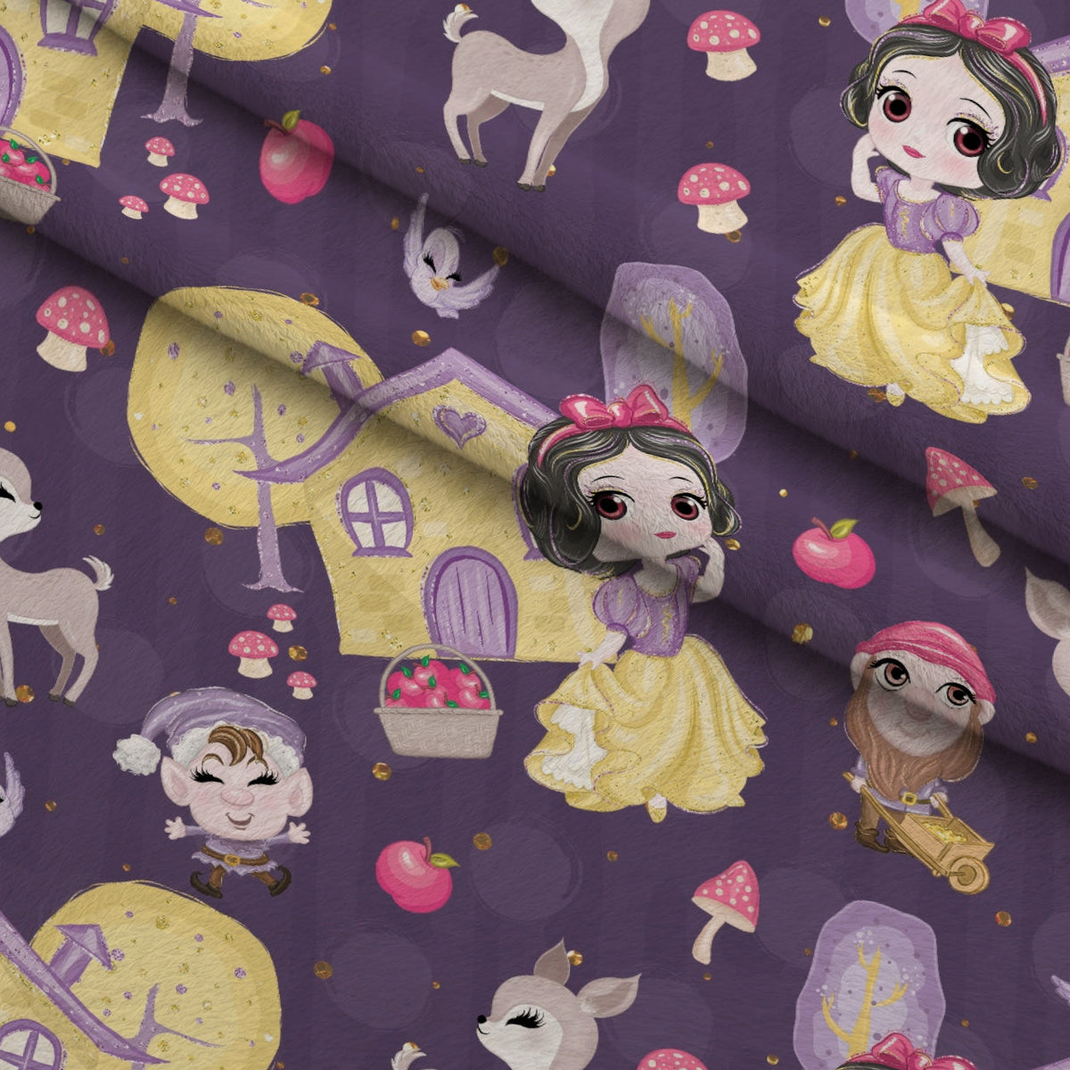 Poison Apple Princess Pattern 6 Fleece Fabric — fleece fabric folded close-up preview (mv-fleece-v1:lying)