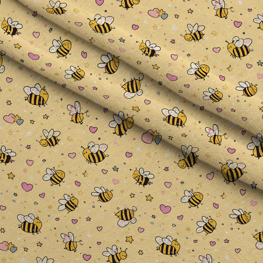 Pollen Parade Pattern 1 Fleece Fabric — fleece fabric folded close-up preview (mv-fleece-v1:lying)