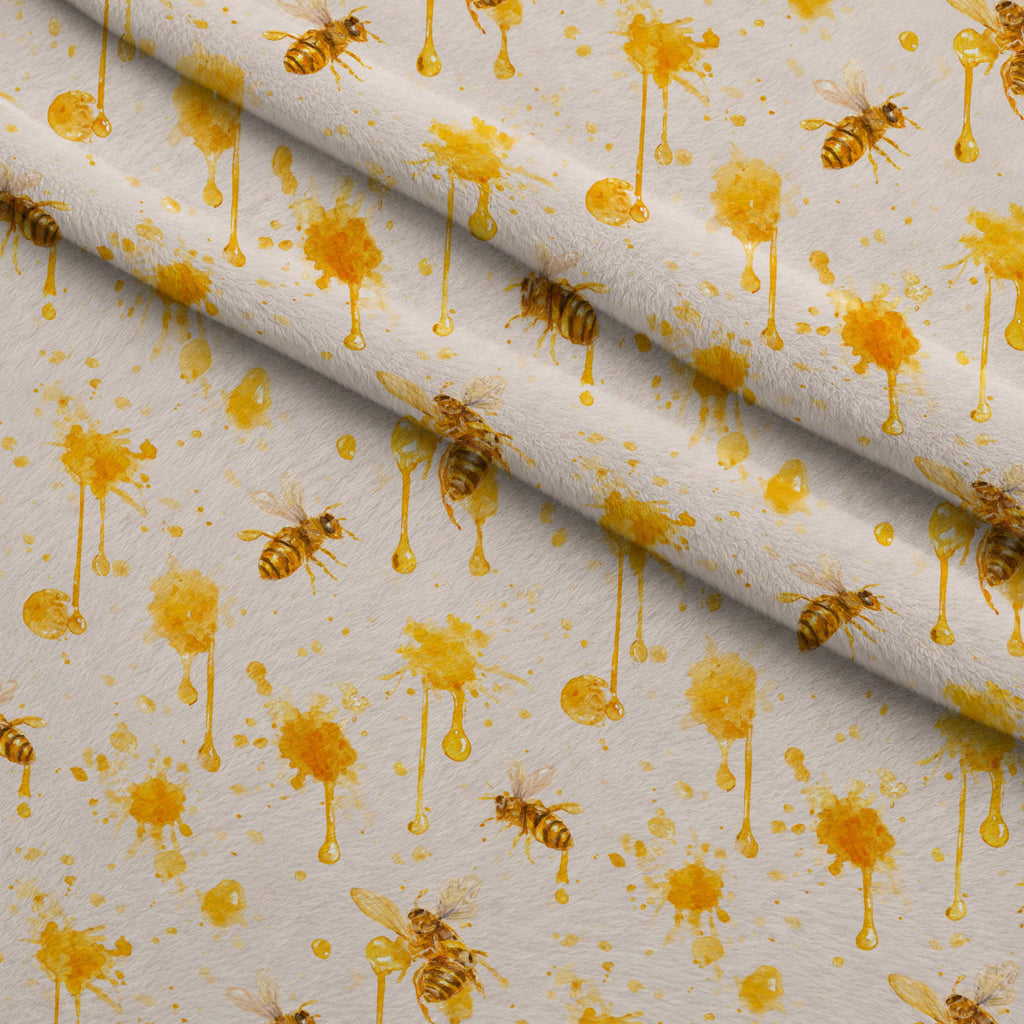 Pollen Parade Pattern 10 Fleece Fabric — fleece fabric folded close-up preview (mv-fleece-v1:lying)