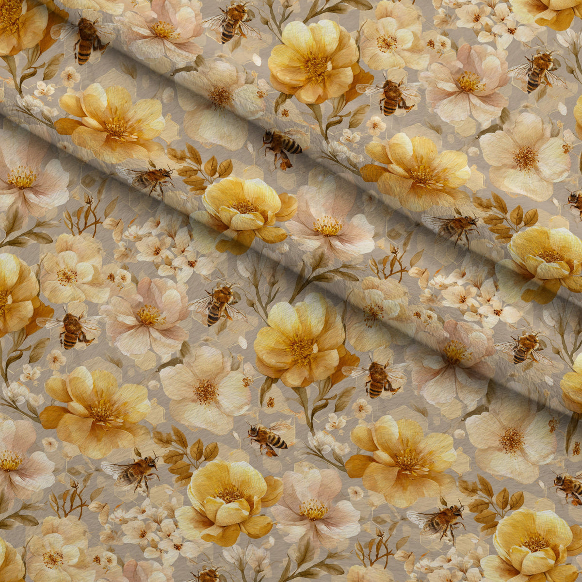 Pollen Parade Pattern 15 Fleece Fabric — fleece fabric folded close-up preview (mv-fleece-v1:lying)