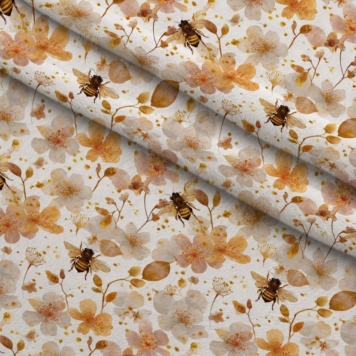 Pollen Parade Pattern 17 Fleece Fabric — fleece fabric folded close-up preview (mv-fleece-v1:lying)