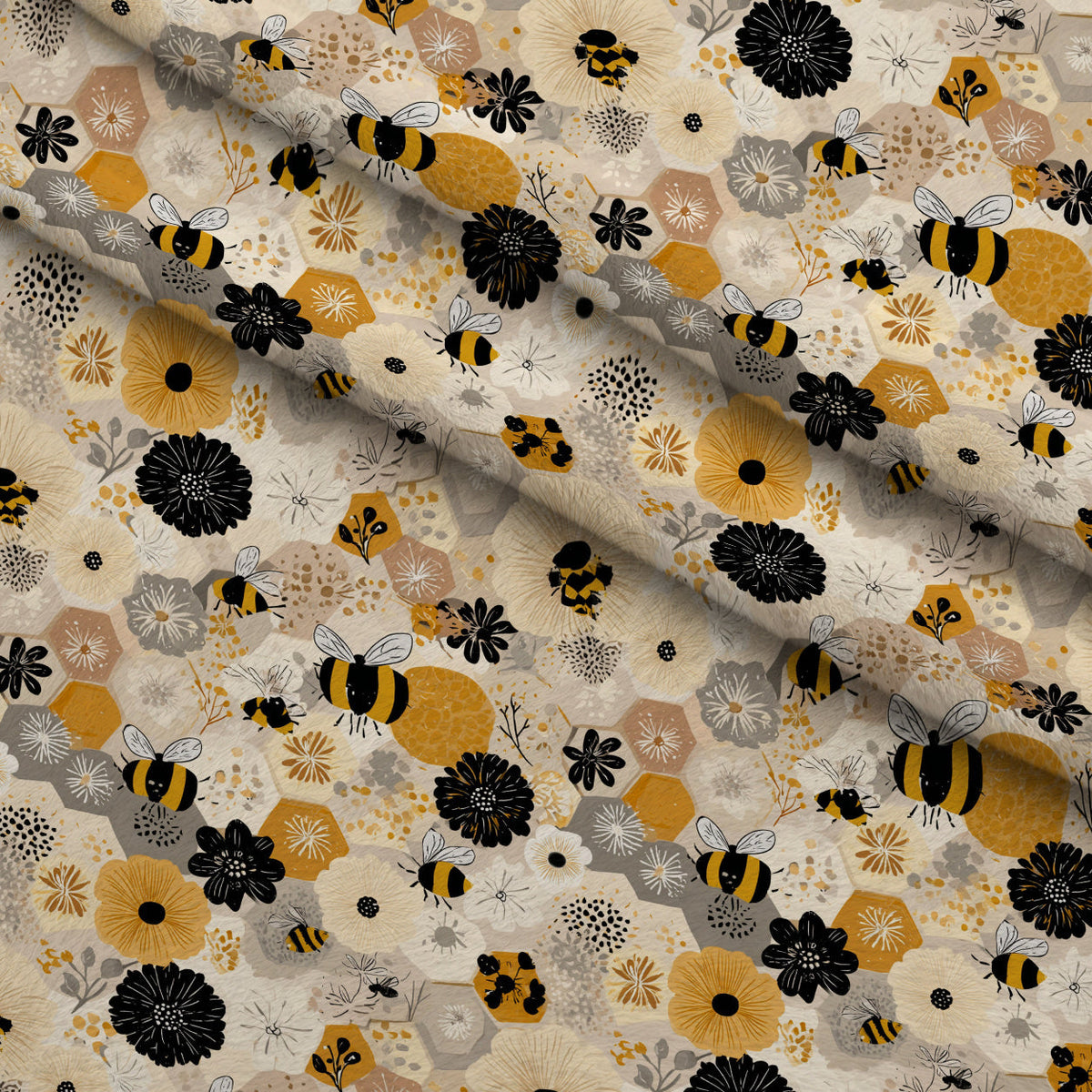Pollen Parade Pattern 19 Fleece Fabric — fleece fabric folded close-up preview (mv-fleece-v1:lying)