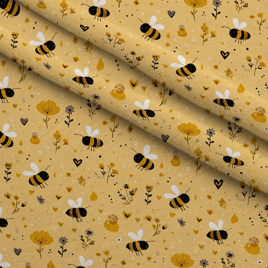 Pollen Parade Pattern 2 Fleece Fabric — fleece fabric folded close-up preview (mv-fleece-v1:lying)
