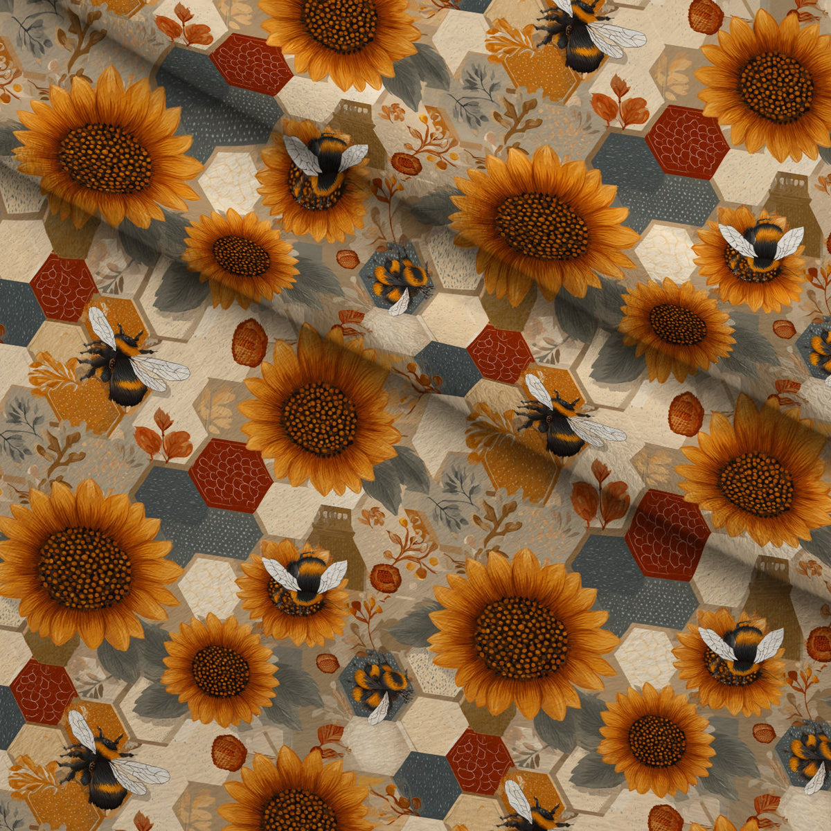 Pollen Parade Pattern 21 Fleece Fabric — fleece fabric folded close-up preview (mv-fleece-v1:lying)