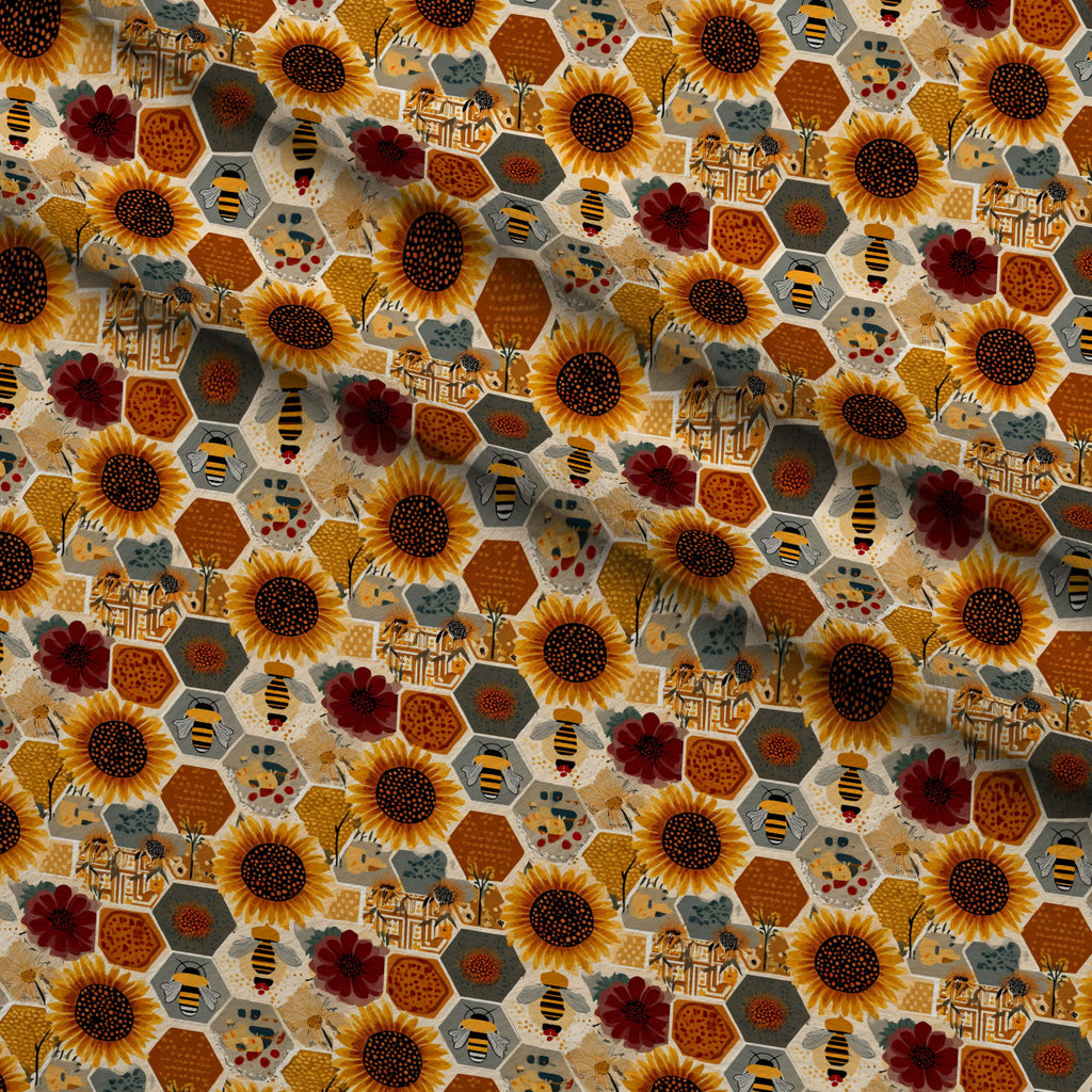 Pollen Parade Pattern 22 Fleece Fabric — fleece fabric folded close-up preview (mv-fleece-v1:lying)