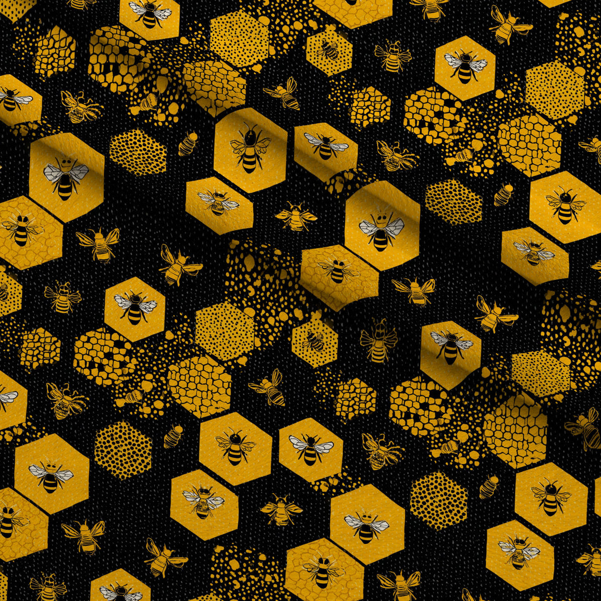 Pollen Parade Pattern 23 Fleece Fabric — fleece fabric folded close-up preview (mv-fleece-v1:lying)