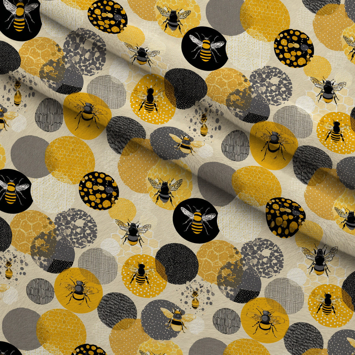 Pollen Parade Pattern 24 Fleece Fabric — fleece fabric folded close-up preview (mv-fleece-v1:lying)