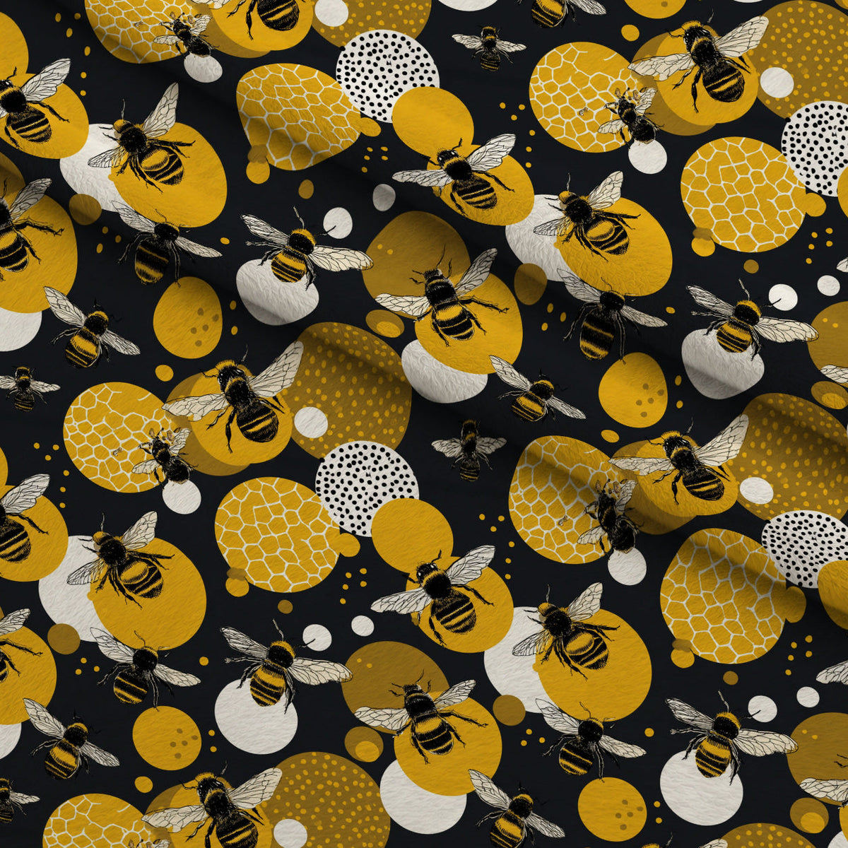 Pollen Parade Pattern 25 Fleece Fabric — fleece fabric folded close-up preview (mv-fleece-v1:lying)