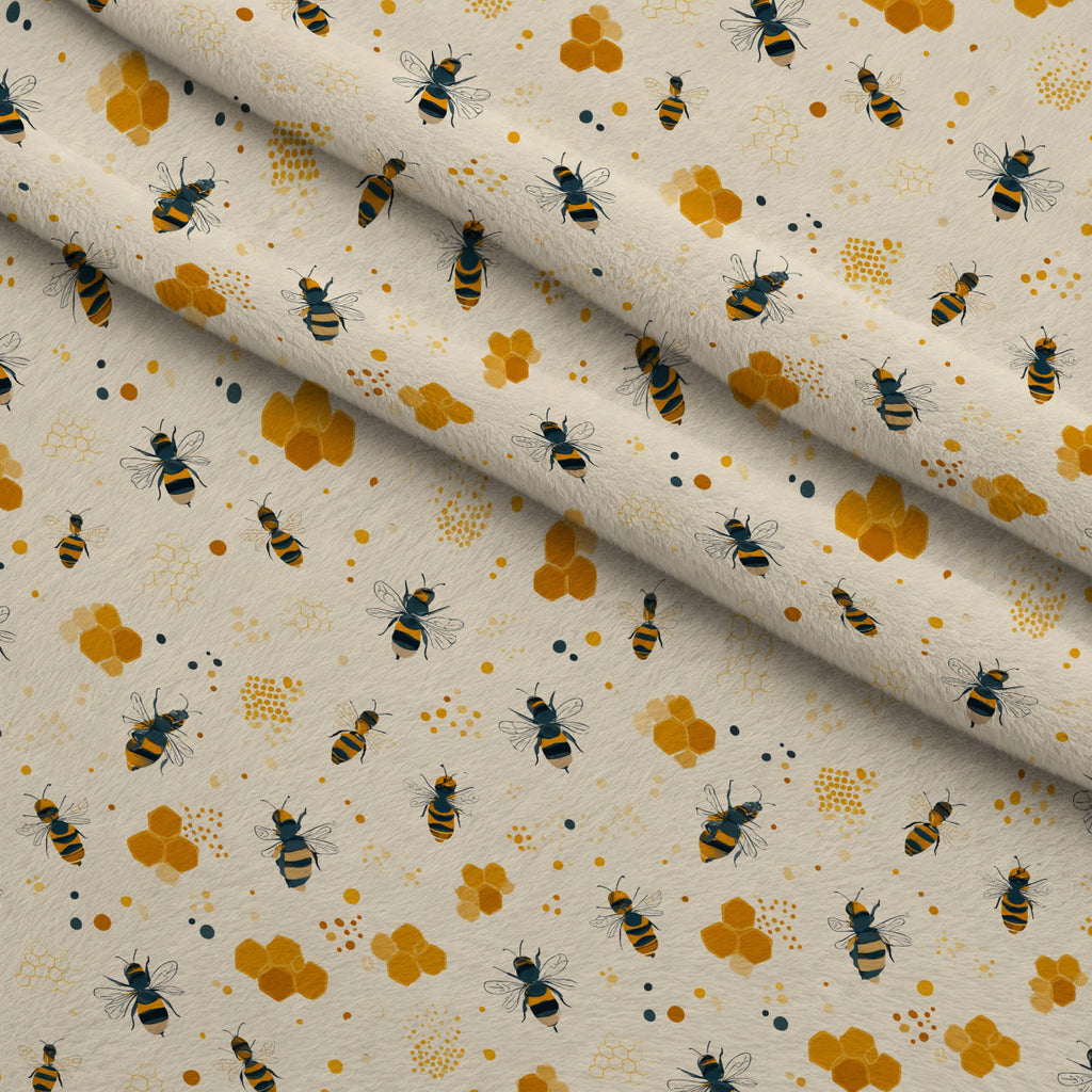 Pollen Parade Pattern 26 Fleece Fabric — fleece fabric folded close-up preview (mv-fleece-v1:lying)