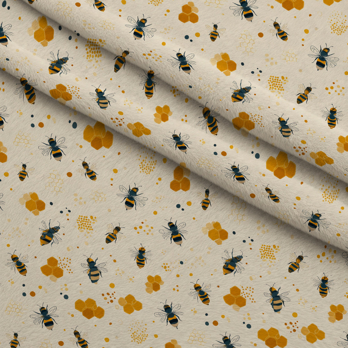 Pollen Parade Pattern 26 Fleece Fabric — fleece fabric folded close-up preview (mv-fleece-v1:lying)