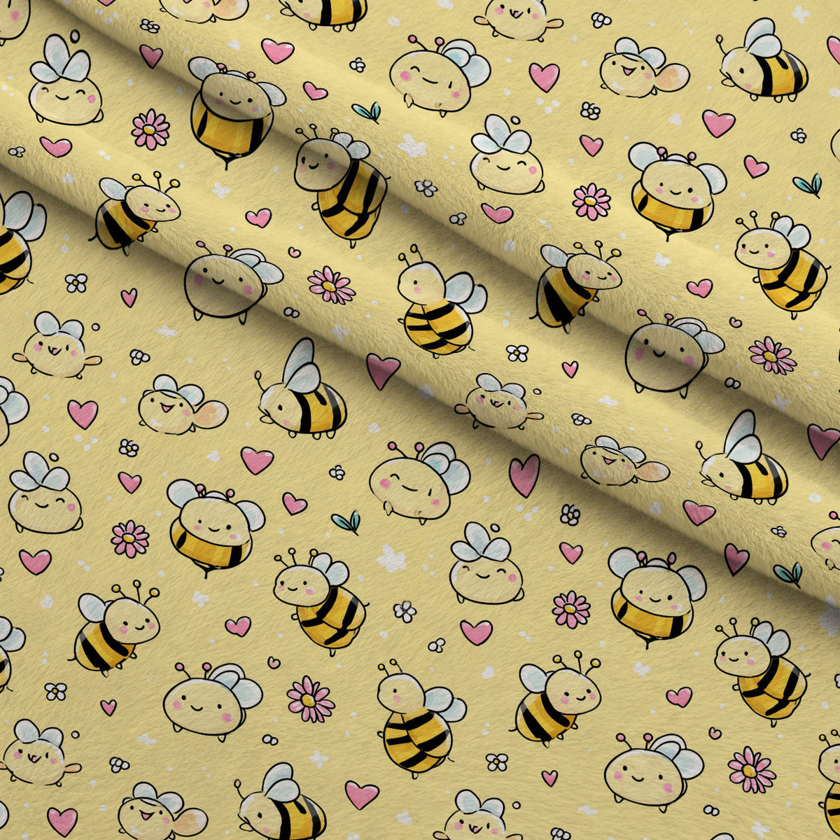 Pollen Parade Pattern 29 Fleece Fabric — fleece fabric folded close-up preview (mv-fleece-v1:lying)
