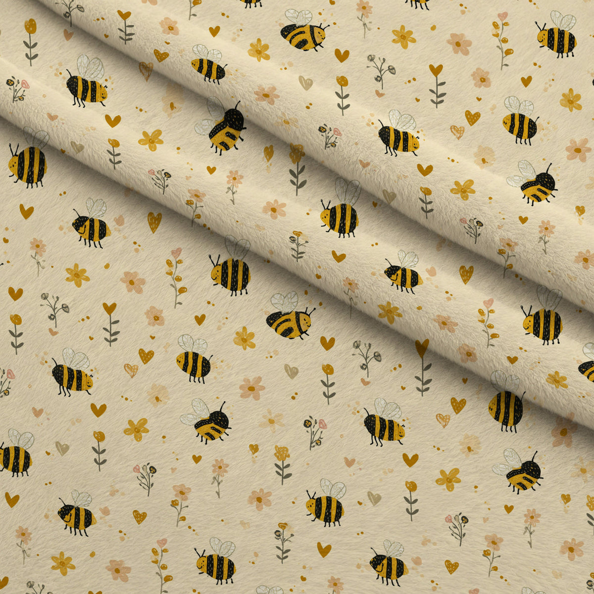 Pollen Parade Pattern 3 Fleece Fabric — fleece fabric folded close-up preview (mv-fleece-v1:lying)