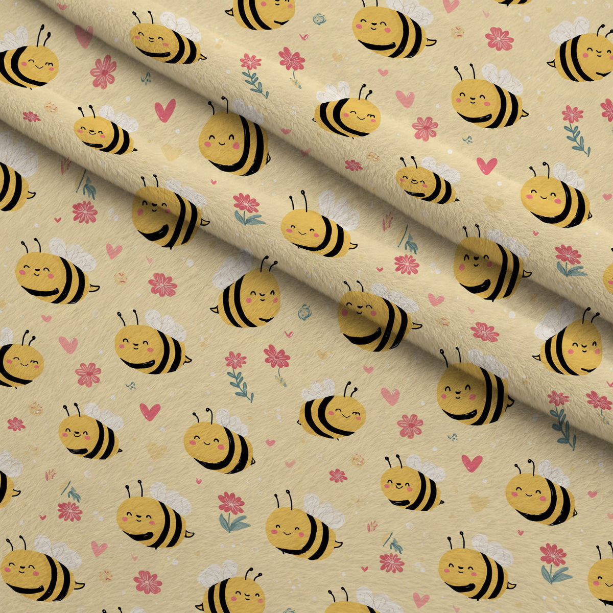 Pollen Parade Pattern 30 Fleece Fabric — fleece fabric folded close-up preview (mv-fleece-v1:lying)