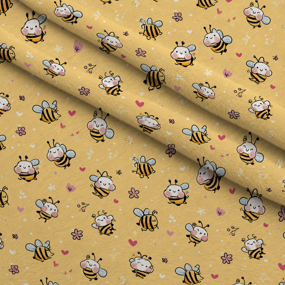 Pollen Parade Pattern 31 Fleece Fabric — fleece fabric folded close-up preview (mv-fleece-v1:lying)