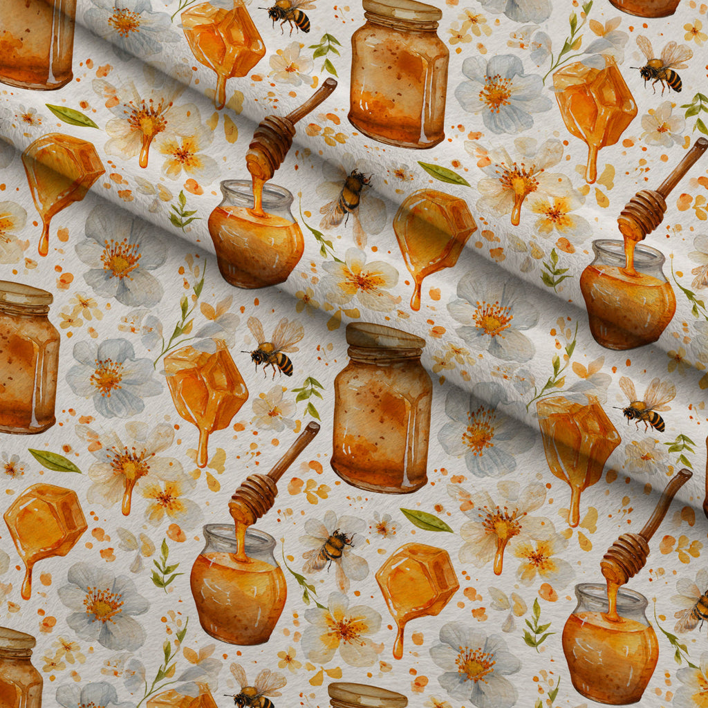 Pollen Parade Pattern 33 Fleece Fabric — fleece fabric folded close-up preview (mv-fleece-v1:lying)