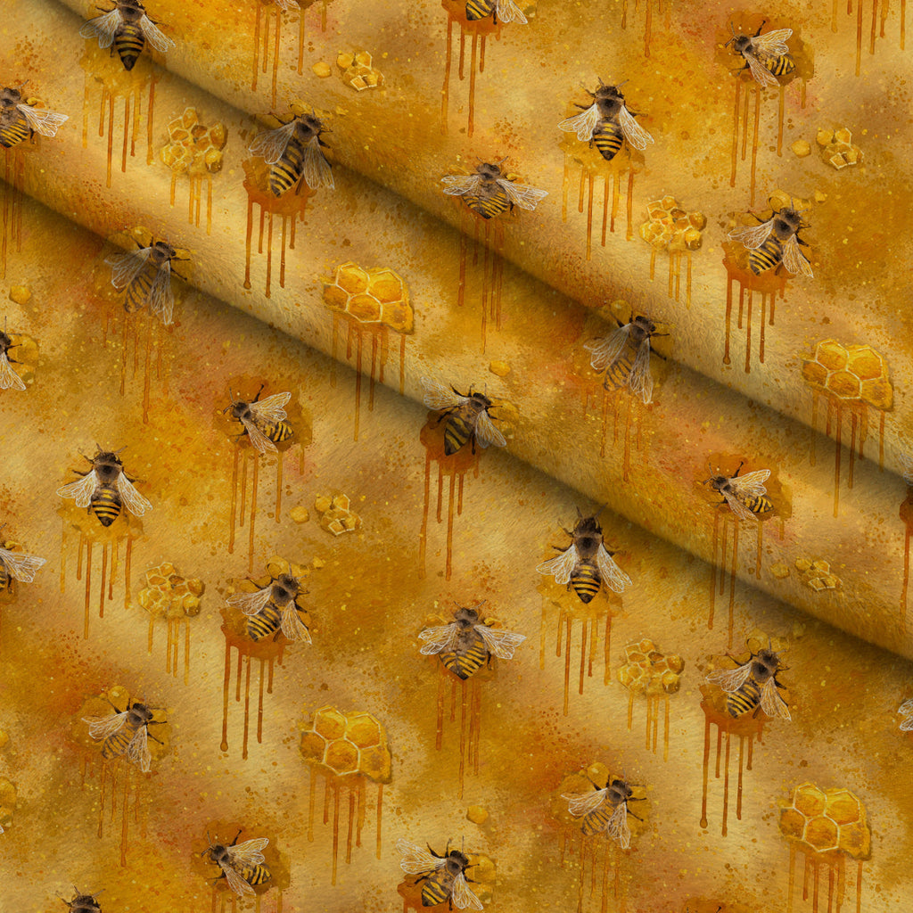 Pollen Parade Pattern 34 Fleece Fabric — fleece fabric folded close-up preview (mv-fleece-v1:lying)