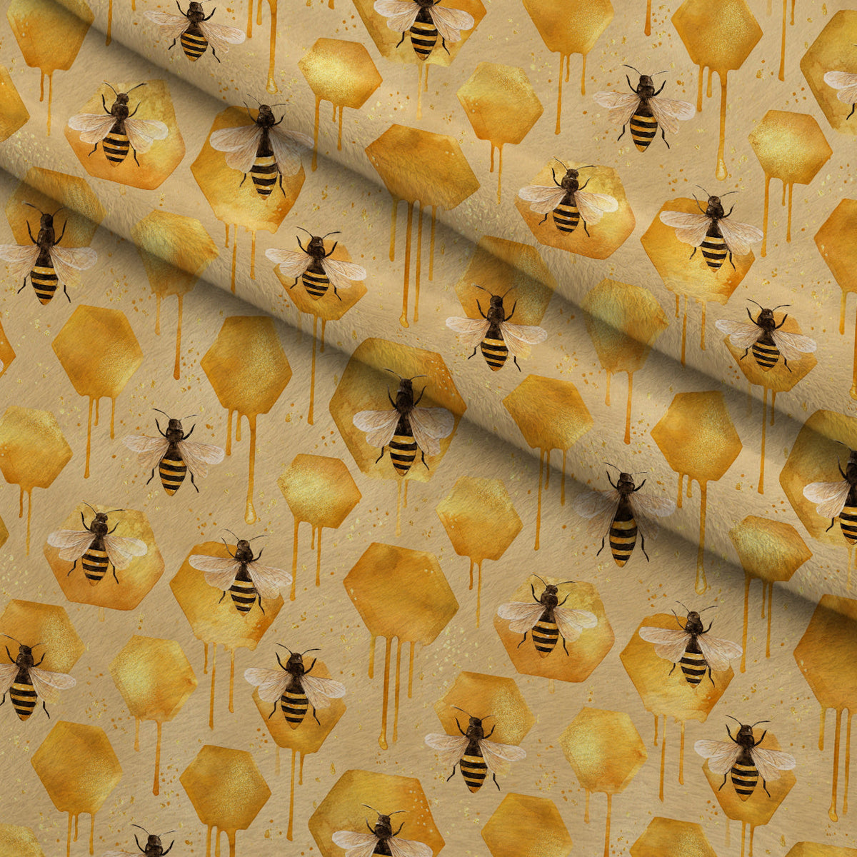 Pollen Parade Pattern 35 Fleece Fabric — fleece fabric folded close-up preview (mv-fleece-v1:lying)