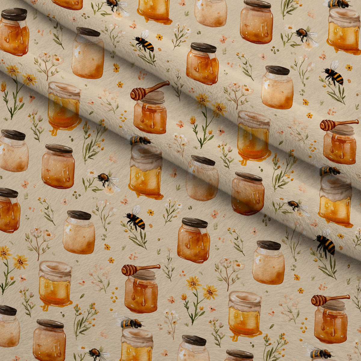 Pollen Parade Pattern 36 Fleece Fabric — fleece fabric folded close-up preview (mv-fleece-v1:lying)