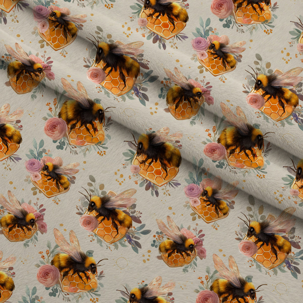 Pollen Parade Pattern 37 Fleece Fabric — fleece fabric folded close-up preview (mv-fleece-v1:lying)