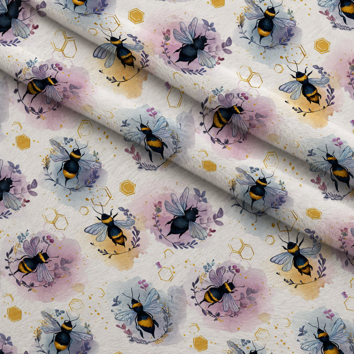 Pollen Parade Pattern 38 Fleece Fabric — fleece fabric folded close-up preview (mv-fleece-v1:lying)