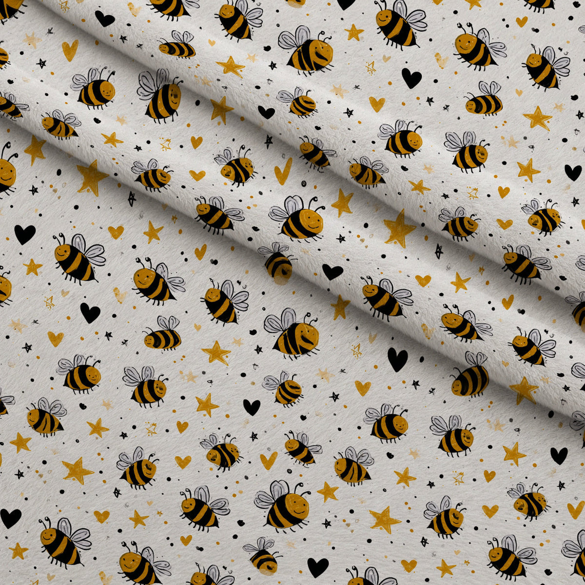 Pollen Parade Pattern 4 Fleece Fabric — fleece fabric folded close-up preview (mv-fleece-v1:lying)