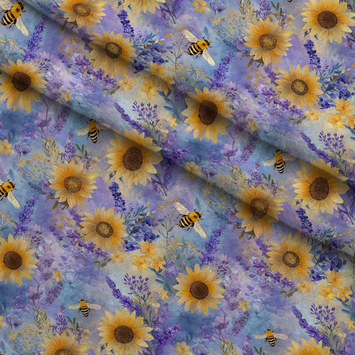 Pollen Parade Pattern 41 Fleece Fabric — fleece fabric folded close-up preview (mv-fleece-v1:lying)