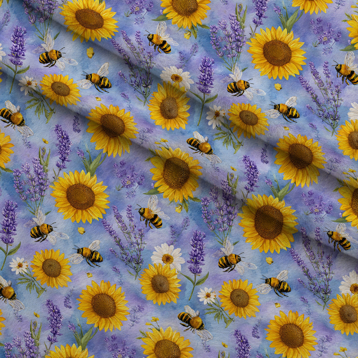 Pollen Parade Pattern 42 Fleece Fabric — fleece fabric folded close-up preview (mv-fleece-v1:lying)