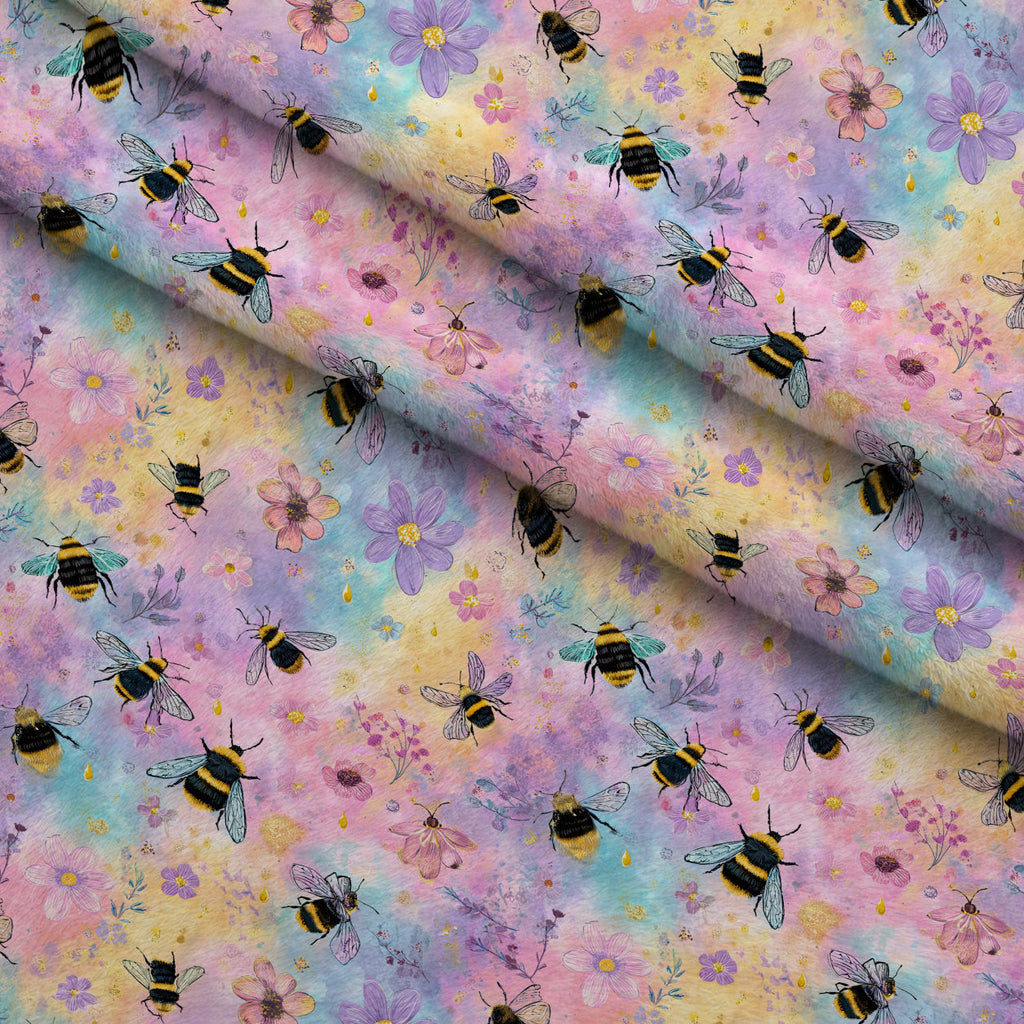 Pollen Parade Pattern 46 Fleece Fabric — fleece fabric folded close-up preview (mv-fleece-v1:lying)