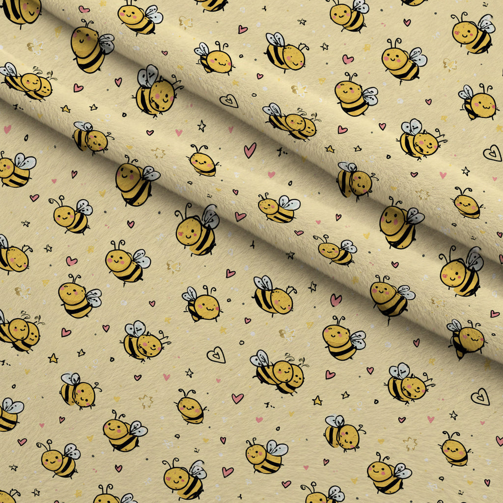 Pollen Parade Pattern 48 Fleece Fabric — fleece fabric folded close-up preview (mv-fleece-v1:lying)