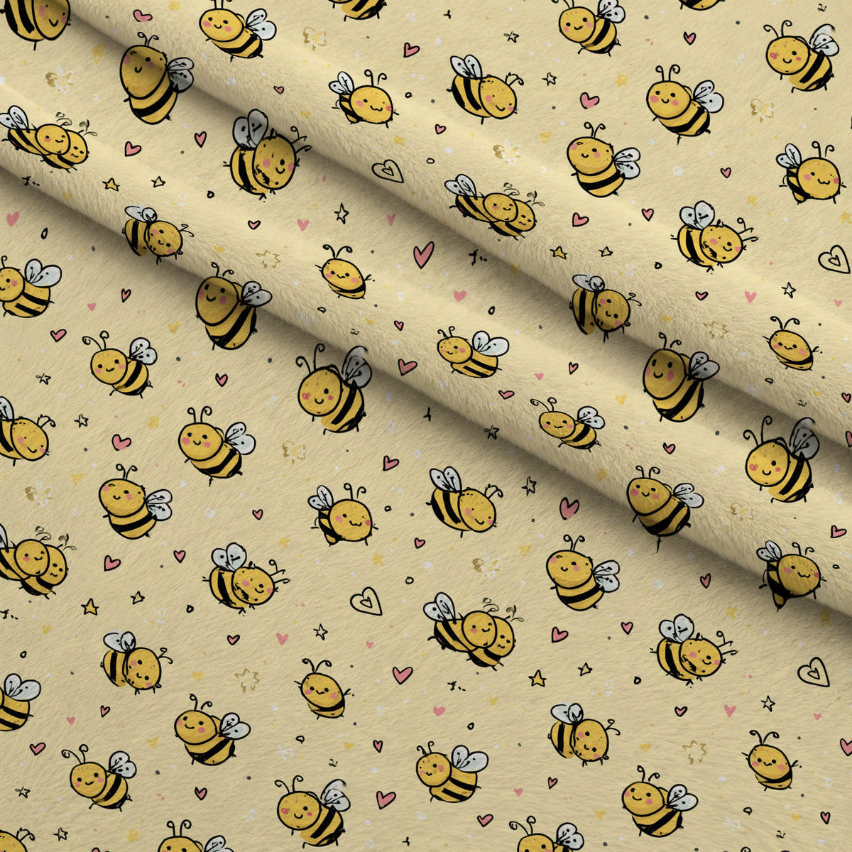 Pollen Parade Pattern 48 Fleece Fabric — fleece fabric folded close-up preview (mv-fleece-v1:lying)