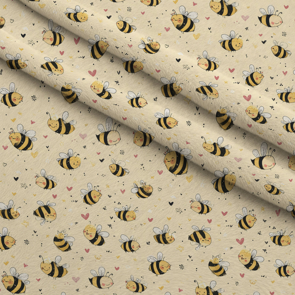 Pollen Parade Pattern 49 Fleece Fabric — fleece fabric folded close-up preview (mv-fleece-v1:lying)
