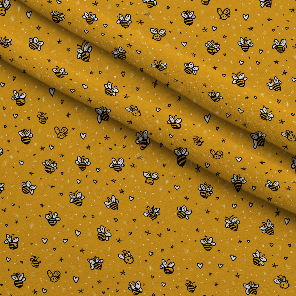 Pollen Parade Pattern 5 Fleece Fabric — fleece fabric folded close-up preview (mv-fleece-v1:lying)