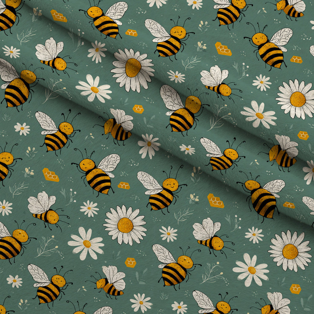Pollen Parade Pattern 50 Fleece Fabric — fleece fabric folded close-up preview (mv-fleece-v1:lying)