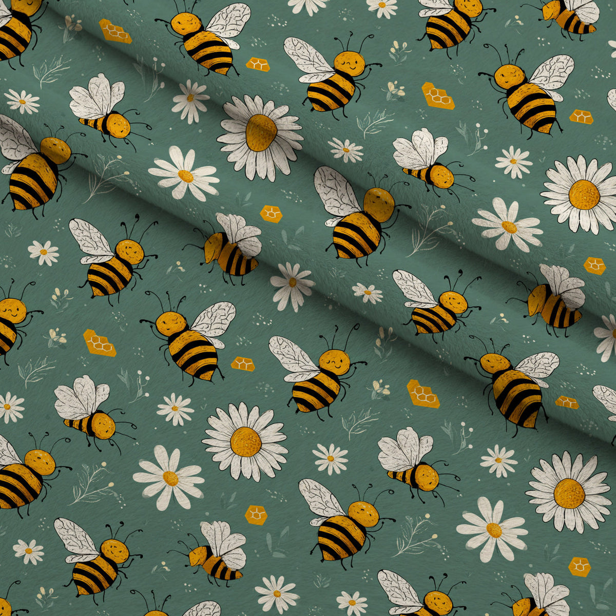 Pollen Parade Pattern 50 Fleece Fabric — fleece fabric folded close-up preview (mv-fleece-v1:lying)