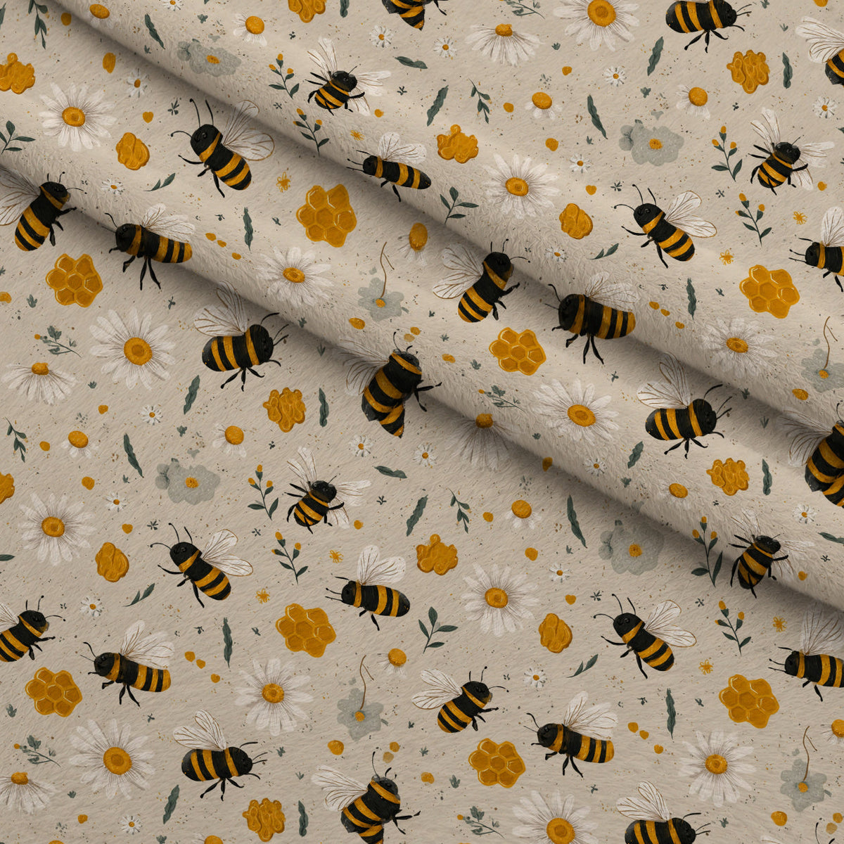 Pollen Parade Pattern 51 Fleece Fabric — fleece fabric folded close-up preview (mv-fleece-v1:lying)