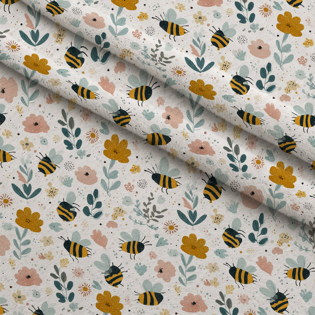 Pollen Parade Pattern 52 Fleece Fabric — fleece fabric folded close-up preview (mv-fleece-v1:lying)