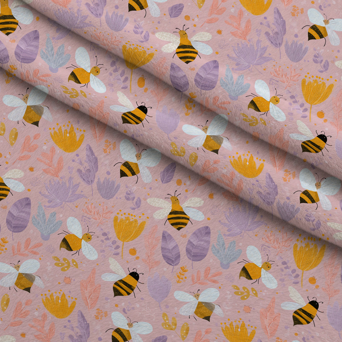 Pollen Parade Pattern 53 Fleece Fabric — fleece fabric folded close-up preview (mv-fleece-v1:lying)