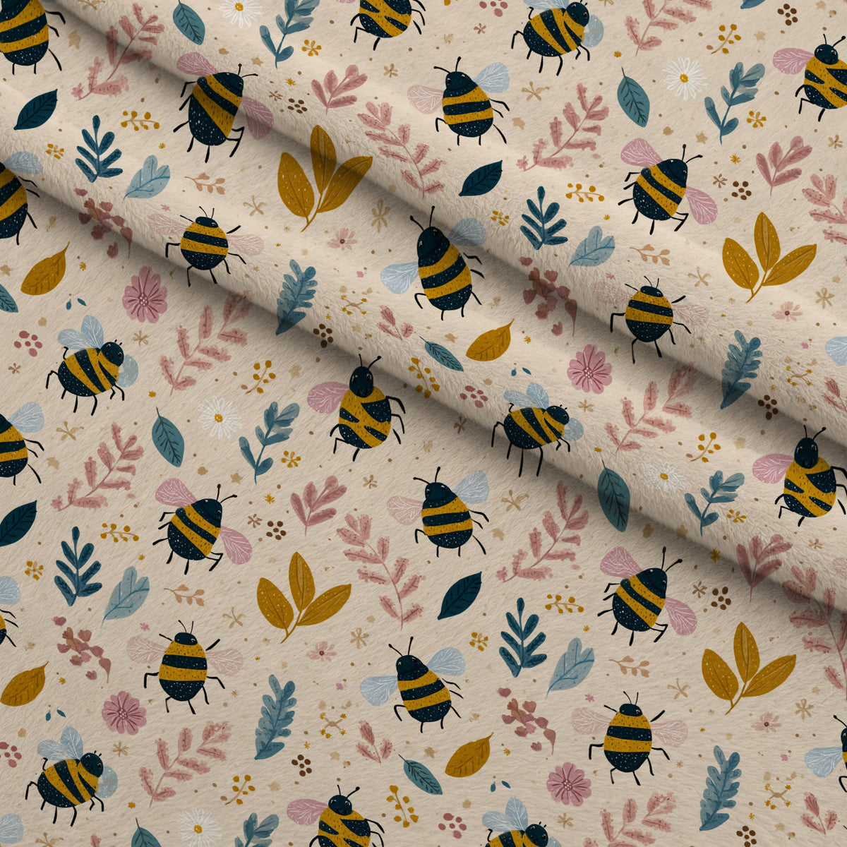 Pollen Parade Pattern 54 Fleece Fabric — fleece fabric folded close-up preview (mv-fleece-v1:lying)