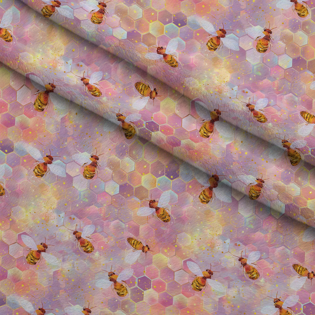 Pollen Parade Pattern 56 Fleece Fabric — fleece fabric folded close-up preview (mv-fleece-v1:lying)