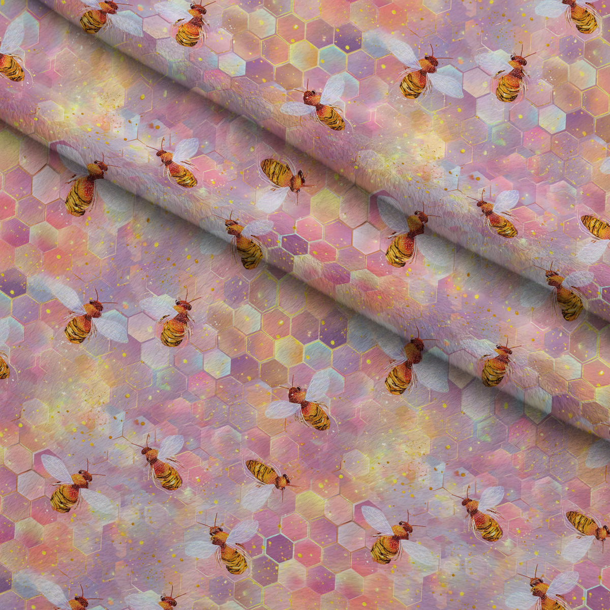 Pollen Parade Pattern 56 Fleece Fabric — fleece fabric folded close-up preview (mv-fleece-v1:lying)