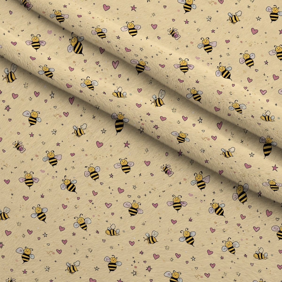Pollen Parade Pattern 57 Fleece Fabric — fleece fabric folded close-up preview (mv-fleece-v1:lying)