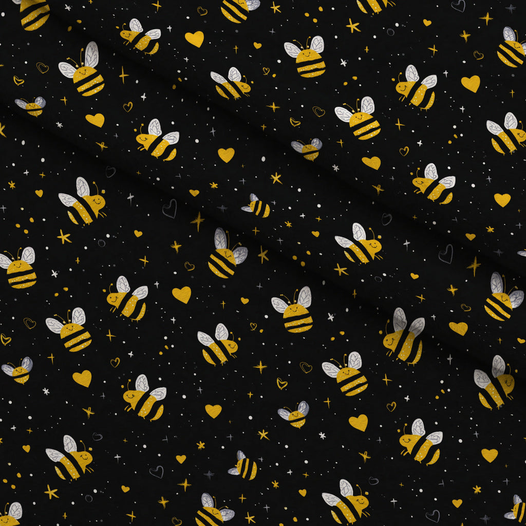 Pollen Parade Pattern 6 Fleece Fabric — fleece fabric folded close-up preview (mv-fleece-v1:lying)